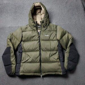 New ONLY NY Packable Snorkel Puffer Down Jacket Nylon Green Mens M Medium